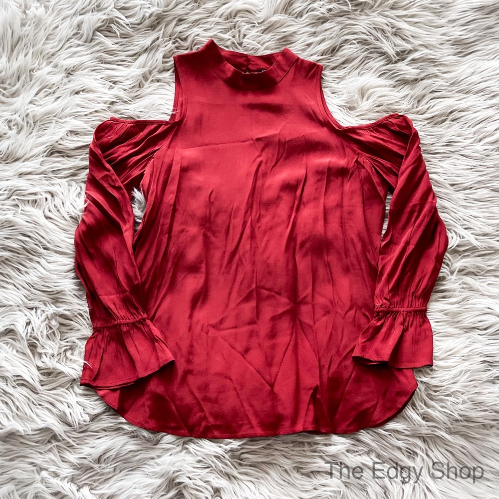 Ann Taylor | Mock Neck Cold Shoulder Top - Picture 1 of 8